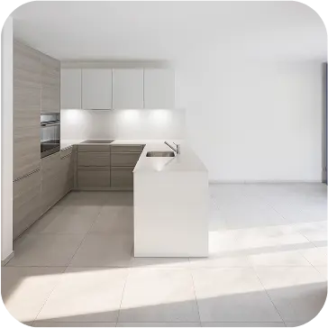 Cocina moderna con placa de yeso resistente a la humedad en paredes – Gyptech