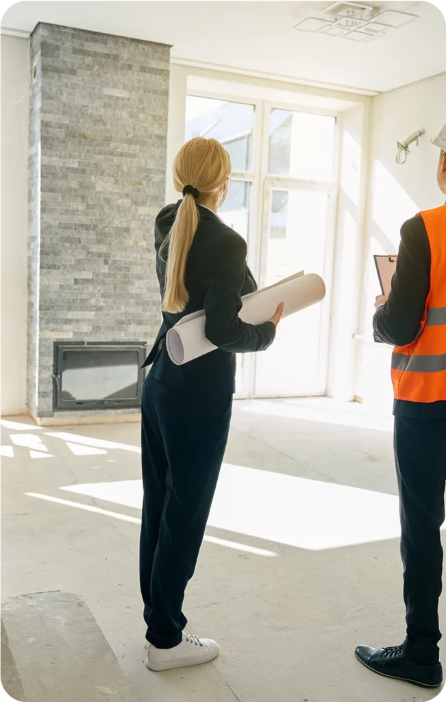 Supervisión de obra interior en construcción con sistemas de paneles de yeso